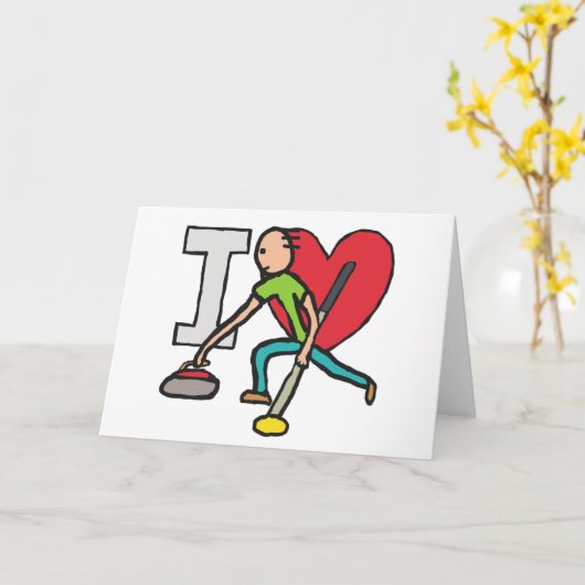 I Love Curling Kaart (Gele Bloem)