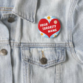 I Love Custom Sorority Name Big Heart Retro Button (In situ)