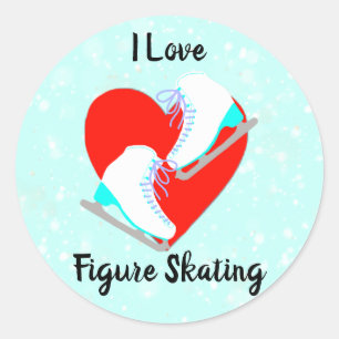 I Love Cute Blue Ice Skater's Ronde Sticker