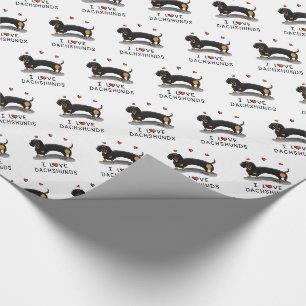 I Love Dachshunds Dachsies (zwart en tan) Cute Cadeaupapier