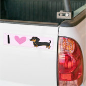 I Love Dachshunds (gladde jas) Bumpersticker (Op Truck)