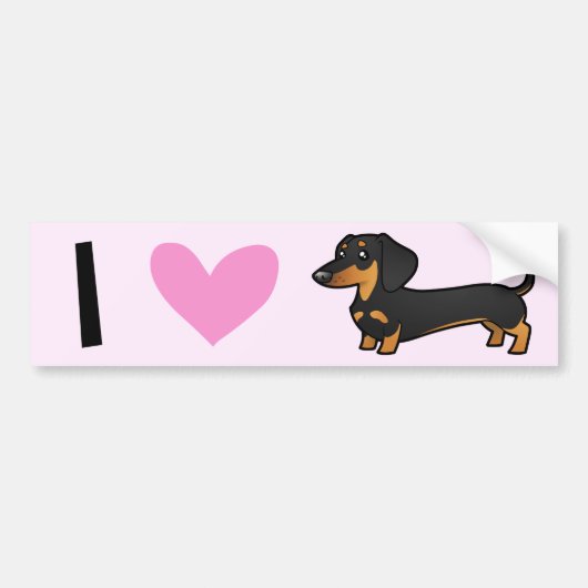 I Love Dachshunds (gladde jas) Bumpersticker (Voorkant)