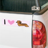 I Love Dachshunds (longhaire) Bumpersticker (Op Truck)