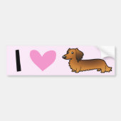 I Love Dachshunds (longhaire) Bumpersticker (Voorkant)