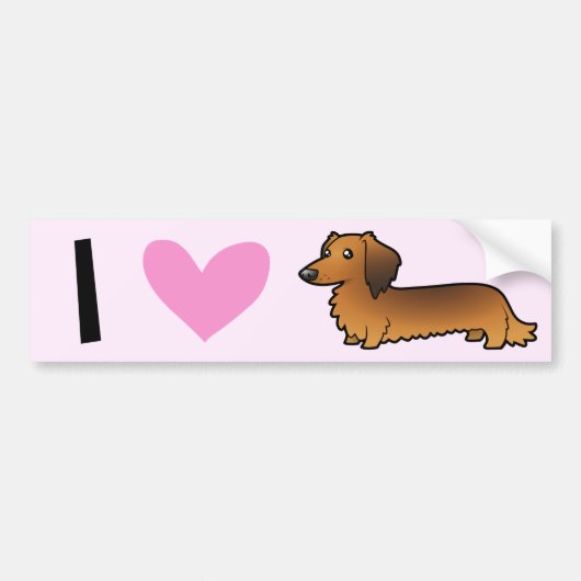 I Love Dachshunds (longhaire) Bumpersticker (Voorkant)