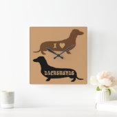 I Love Dachshunds Vierkante Klok (Huis)