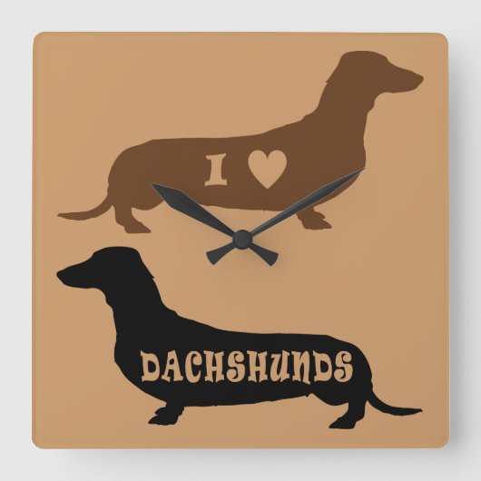 I Love Dachshunds Vierkante Klok (Voorkant)