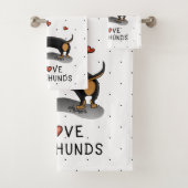 I Love Dachshunds (zwart en tan) Cute dog Bad Handdoek (Insitu)