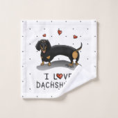 I Love Dachshunds (zwart en tan) Cute dog Bad Handdoek (Wasdoekje)