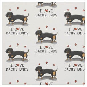 I Love Dachshunds (zwart en tan) Cute dog Stof
