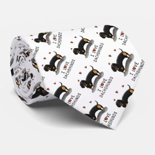 I Love Dachshunds (zwart en tan) Cute dog Stropdas