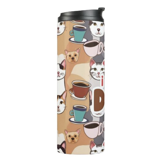 "I Love Dad" Cat & Coffee Seamless Pattern - Fathe Thermosbeker (Gedraaid links)