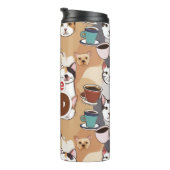 "I Love Dad" Cat & Coffee Seamless Pattern - Fathe Thermosbeker (Geroteerd rechts)