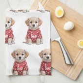 I Love Dad Cute Puppy Dog with Paw Prints Theedoek (Quarter Fold)