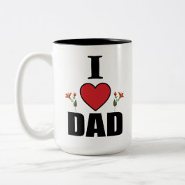 I Love Dad Heart and Floural thema Gift Vaderdag Tweekleurige Koffiemok