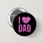 I Love Dad Pink Glitter Typography | Pin Button (Voorkant /achterkant)