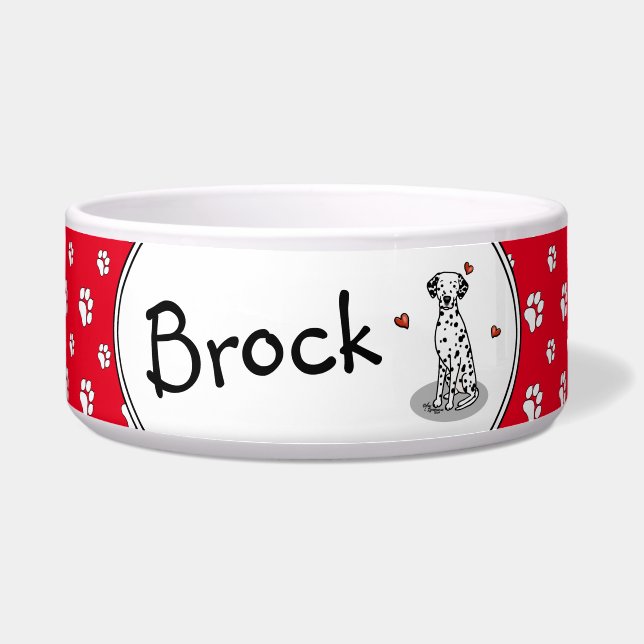 I Love Dalmatians (black 1) Hearts Cute Dog Voerbakje (Voorkant)