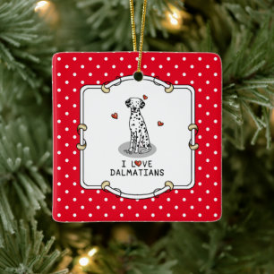 I Love Dalmatians (black 1) Hearts Cute Keramisch Ornament