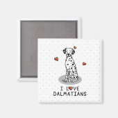 I Love Dalmatians (black 1) Hearts Cute Magneet (Voorkant / Achterkant)