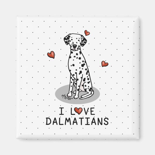 I Love Dalmatians (black 1) Hearts Cute Magneet (Voorkant)