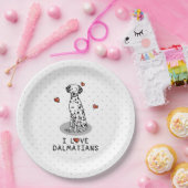 I Love Dalmatians (black 1) Hearts Cute Papieren Bordje (Feest)