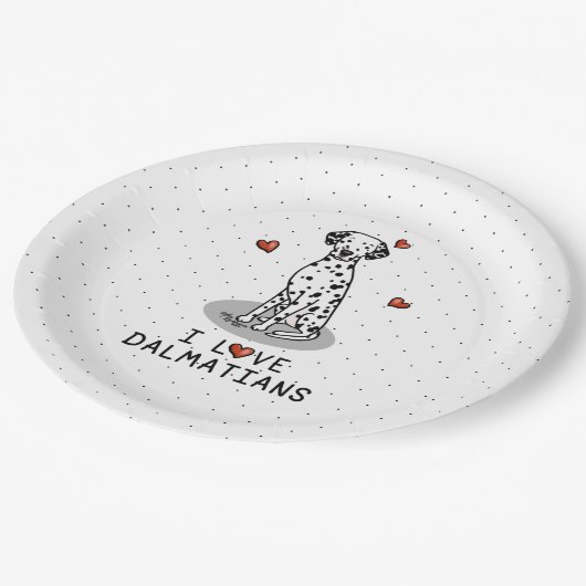 I Love Dalmatians (black 1) Hearts Cute Papieren Bordje (Gekanteld)
