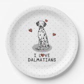 I Love Dalmatians (black 1) Hearts Cute Papieren Bordje (Voorkant)