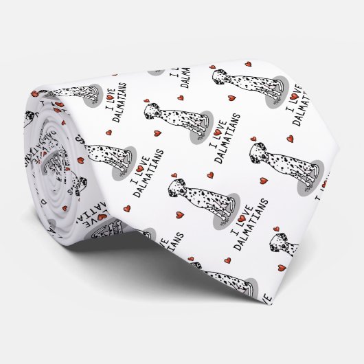 I Love Dalmatians (black 1) Hearts Cute Stropdas (Opgerold)