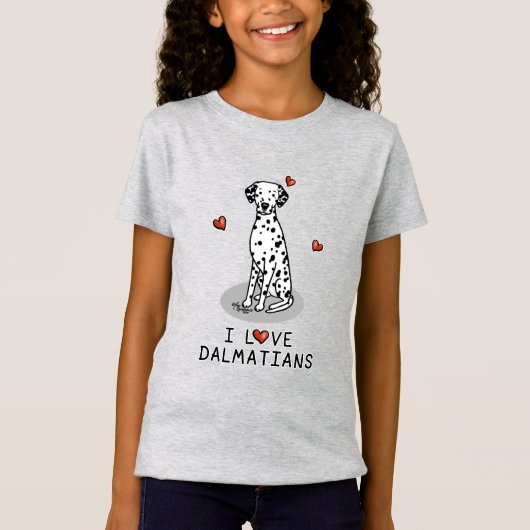 I Love Dalmatians (black 1) Hearts Cute T-shirt (Voorkant)