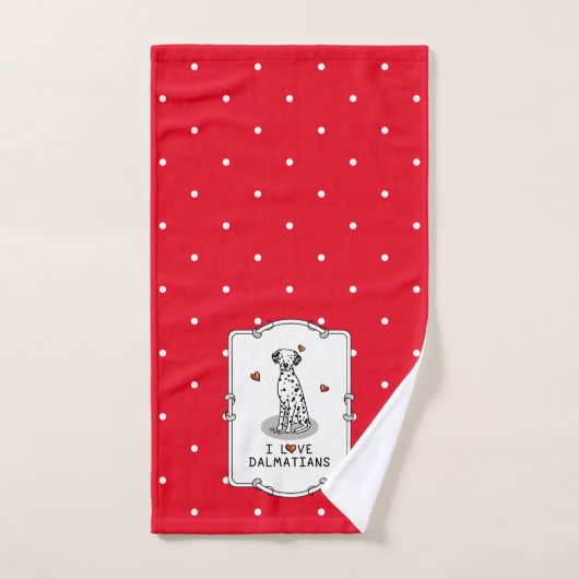 I Love Dalmatians (black 1) Hearts Fun Bad Handdoek (Handdoek)