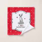 I Love Dalmatians (black 1) Hearts Fun Bad Handdoek (Wasdoekje)