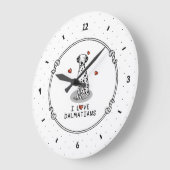 I Love Dalmatians (black 1) Hearts Fun Grote Klok (Hoek)