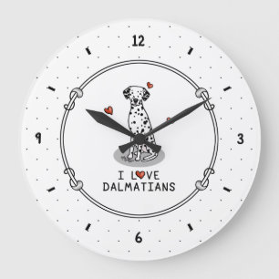 I Love Dalmatians (black 1) Hearts Fun Grote Klok