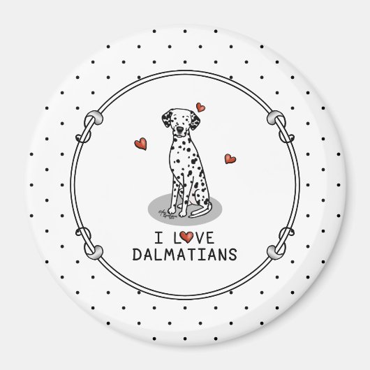 I Love Dalmatians (black 1) Hearts Fun Magneet (Voorkant)