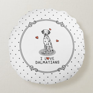 I Love Dalmatians (black 1) Hearts Fun Rond Kussen