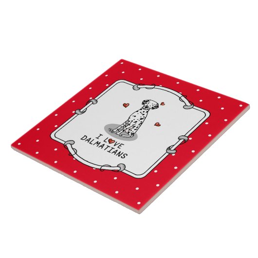I Love Dalmatians (black 1) Hearts Fun Tegeltje (Zijkant)