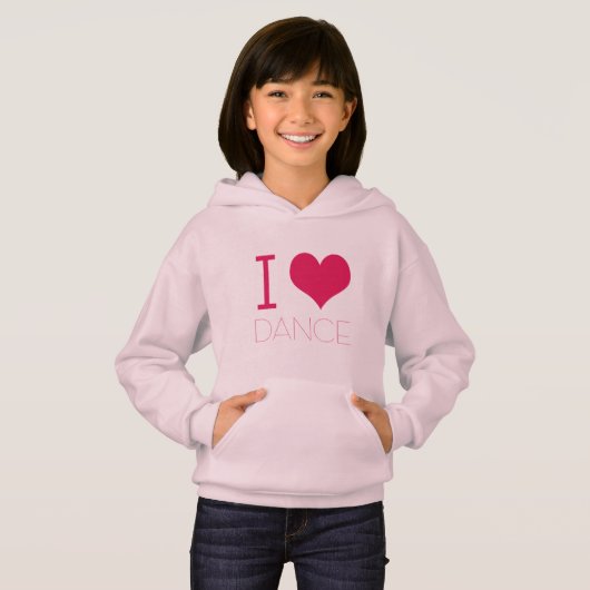 "I Love Dance" danspraktijk Draag Hoodie (Voorkant volledig)