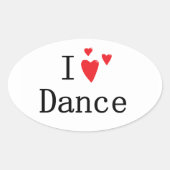 I Love Dance Ovale Sticker (Voorkant)