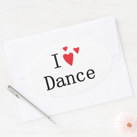 I Love Dance Ovale Sticker (Envelop)