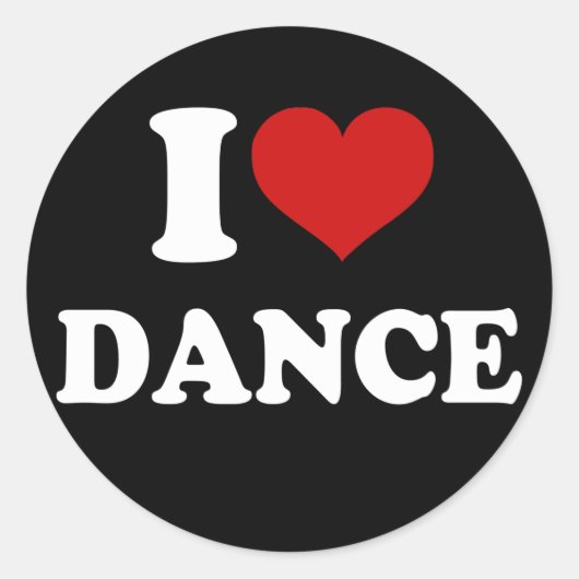 I Love Dance Ronde Sticker (Voorkant)
