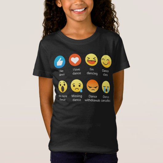 I Love DANCE Social Emoticon (emoji) - White Font T-shirt (Voorkant)