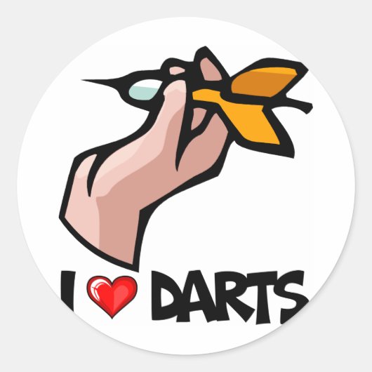 I Love Darts Ronde Sticker (Voorkant)
