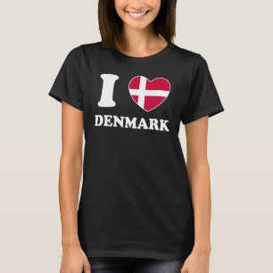 I Love Denmark Heart Flag Women Mannen Kinder Souv T-shirt
