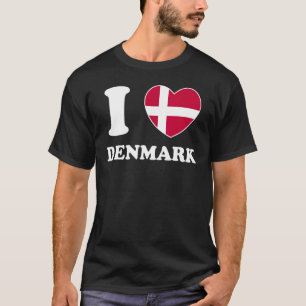 I Love Denmark Heart Flag Women Mannen Kinder Souv T-shirt