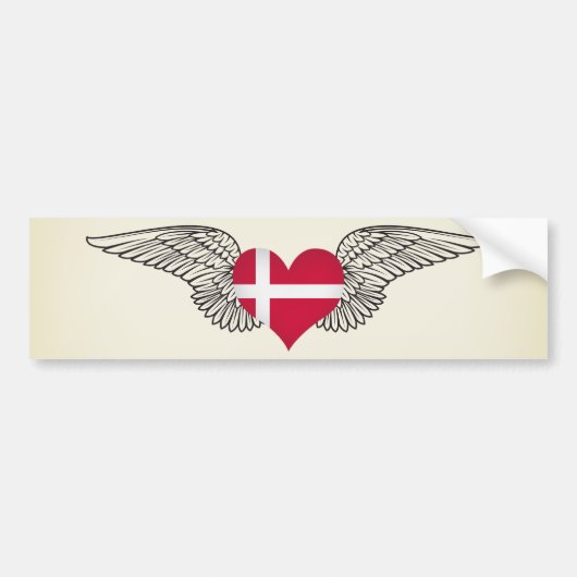 I Love Denmark - wings Bumpersticker (Voorkant)