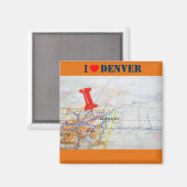 I Love Denver Map Magneet (Voorkant / Achterkant)