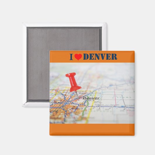 I Love Denver Map Magneet (Voorkant / Achterkant)