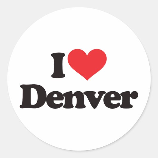 I Love Denver Ronde Sticker (Voorkant)