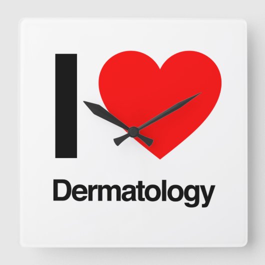 i love dermatology vierkante klok (Voorkant)