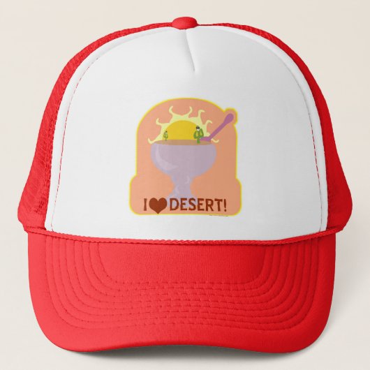 I Love Desert Funny Food Parody Pun Trucker Pet (Voorkant)